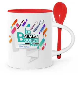 

Father's Day Custom Initial Parents Happy Red Spoon Mug Cup-6