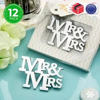 

Set 12 openers Mr & Mrs, metal, in gift box, wedding, events, casamientos, marriages
