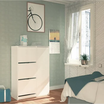 

TRINI model BOTERO shoe rack with 3 Tramps + 1 door white high brightness