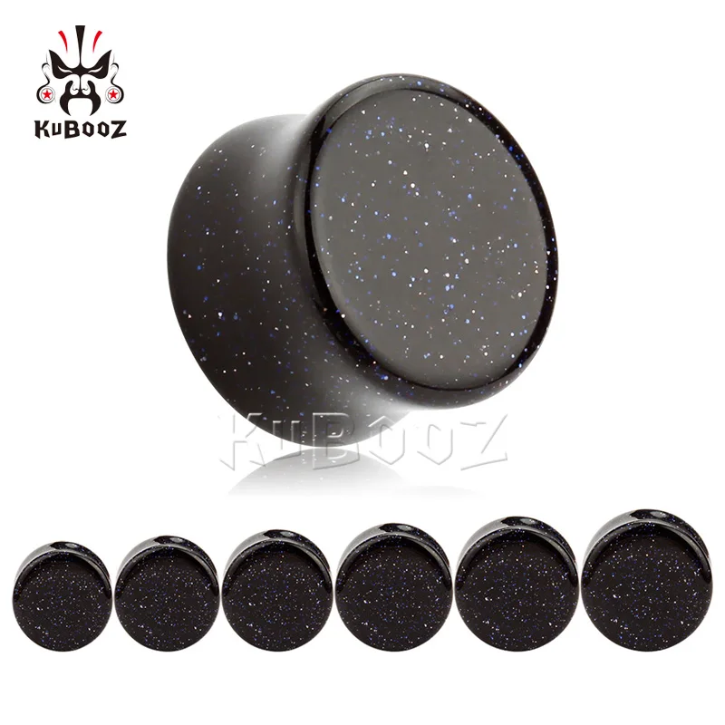 Wholesale Price High Polish Blue Sand Stone Ear Plugs Tunnels Expanders Piercing Body Jewelry Earring Gauges Stretchers 32PCS