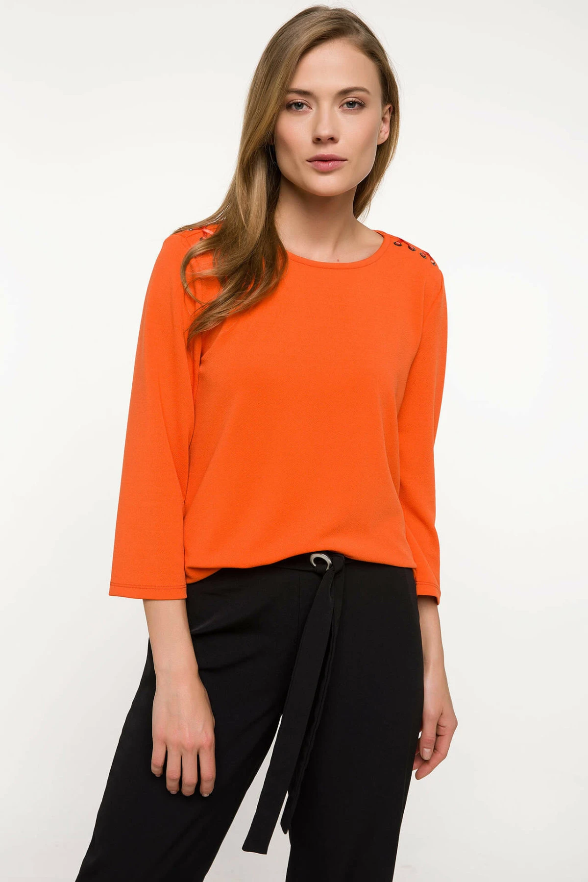 Black and orange shirt women's Clearance