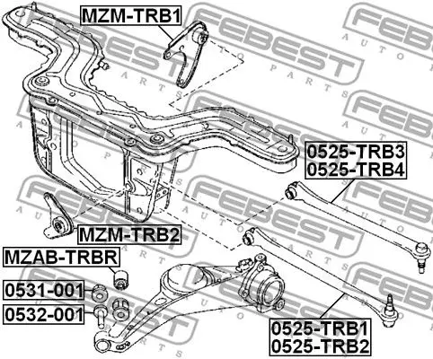 Тяга задняя нижняя левая Mazda Tribute Ep 00-07 FEBEST 0525-TRB1