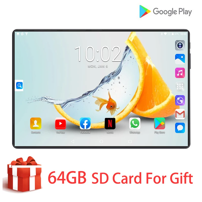 

Fast Shipping Tablet Pc 10.1'' Tempered Glass 2.5D Tablet Pc Octa-Core RAM 6GB ROM 128GB 4G LTE Phone Call Dual Sim Card Android