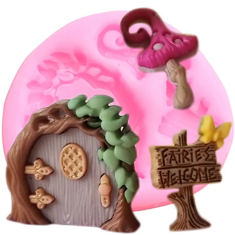 Fairy Garden Silicone Molds Door Flower Baby Birthday Cupcake Topper Fondant Cake Decorating Tools Candy Chocolate Gumpaste Mold | Дом и сад