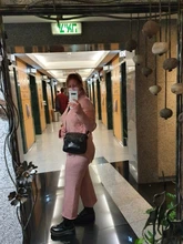 Women Tracksuit Pants Pullovers Sweater-Set Spring Wide-Legs Warm Turtleneck Autumn JXMYY