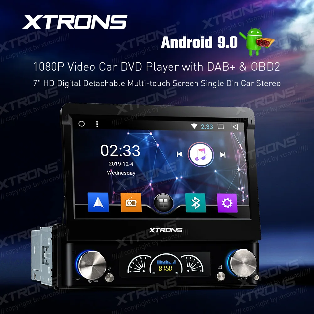 XTRONS 7 ''Android 9,0 Универсальный HD цифровой съемный мультисенсорный автомобильный dvd-плеер с экраном DAB OBD 1080P one din автомобильный стерео