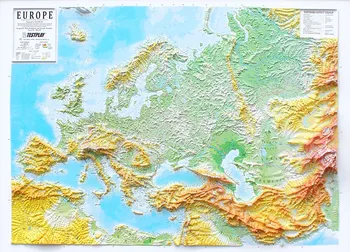 

High-panoramic relief map of Europe, 1:7,38 m