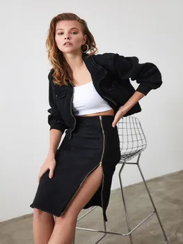 

WOMEN SKIRT BLACK CLOTHING JUPE DRESS SLASH THICK STRAIGHT DOLLY MIDI MAXI SHORT LUXURY AUTUMN WINTER TOP FASHION SEASON