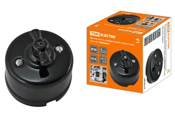 

Porcelain swivel switch with handle (bow) 10a black "bologna" TDM