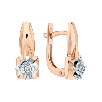 

Gold earrings with diamonds sunlight sample 585