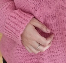 Women Sweater Outerwear Pullover Long-Sleeve Elegant Knitted Loose Pink Knitting Thick