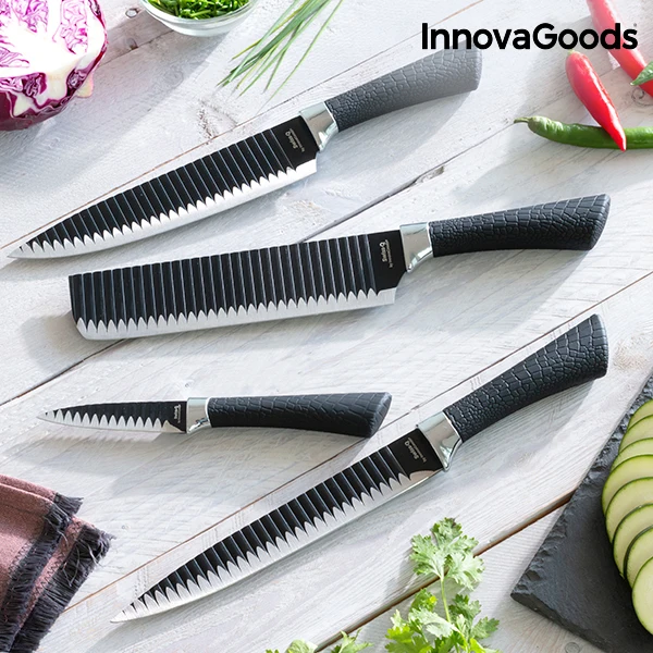 InnovaGoods Swiss · Q Namiutsu Набор ножей с черной акулой(4 шт
