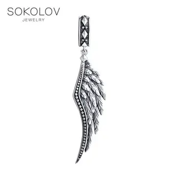 

SOKOLOV suspension of silver nielloed fashion jewelry 925 women's/men's, male/female, women's male, pendants for neck women