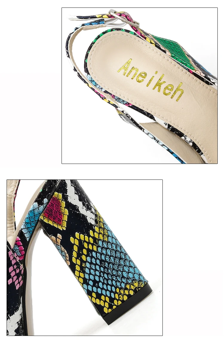 Aneikeh/ г. Новая модная обувь женские пикантные туфли на высоком каблуке с леопардовым принтом женские вечерние туфли-лодочки на квадратном каблуке с ремешком на пятке размер 40