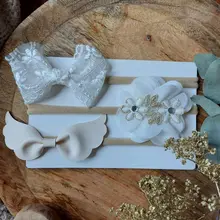 3 unids/lote bebé diademas flor arcos de Nylon bandas de pelo turbante bebé niña diademas accesorios de fotografía recién nacido bebés Accesorios