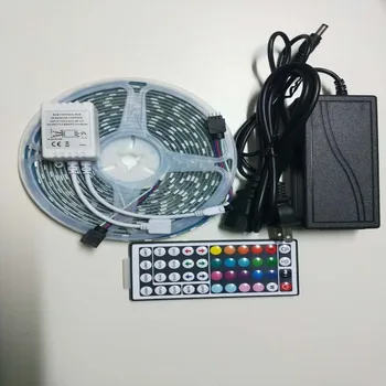 

LED Strip Light Waterproof 300LED 16.4ft RGB SMD 5050 LED Rope Lighting Color Changing Full Kit with 44 Key IR Remote Control