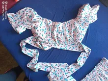 Vestido de verano con volantes y estampado Floral, Trajes de dos piezas, hombros descubiertos, mangas abullonadas, Top y Mini conjuntos de falda, Espalda descubierta, 2021