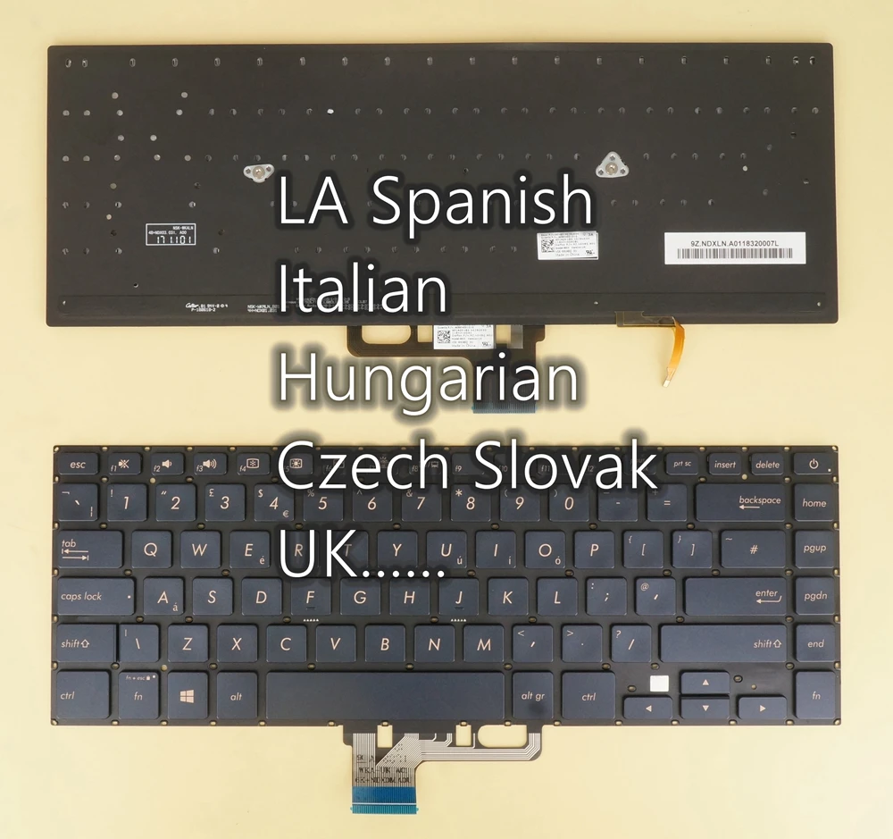 Teclado Estojo para Asus Zenbook Pro 15 Ux550gd Ux550ge Ux580bronzeado e Iluminado ru la Italiano Húngaro e Checo