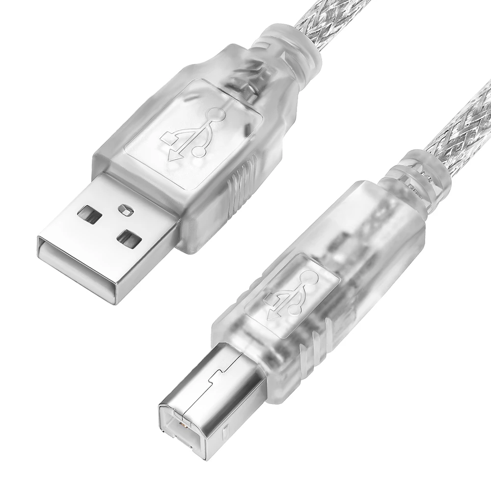GCR кабель USB B соединительный интерфейсный для передачи данных, подключения принтера камеры сканера МФУ оргтехники шнур - Цвет: Transparent