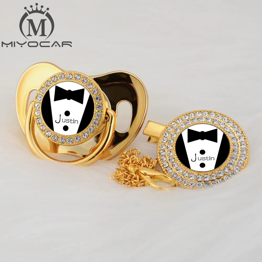MIYOCAR на заказ любой тест крутой красивый золотой bling соска и соска клип черный BPA бесплатно пустышка bling уникальный дизайн P-SR - Цвет: P8-SR 0-6M