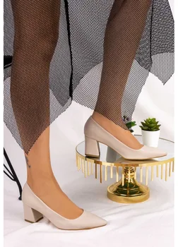 

Satisfied Fashion Krem Cilt Topuklu Ayakkabı