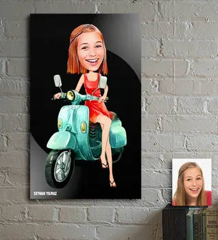 

Personalized Women 'S Vespa Theme Cartoon Wooden Table