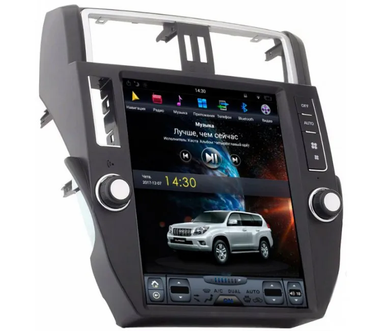 Штатное головное устройство в стиле Тесла для Тойота Land Cruiser Prado 150 на OS Android