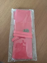 Nuevo estilo de cuero de la PU monedero bolsa de maquillaje Pem lápiz caso cosmético bolso Retro