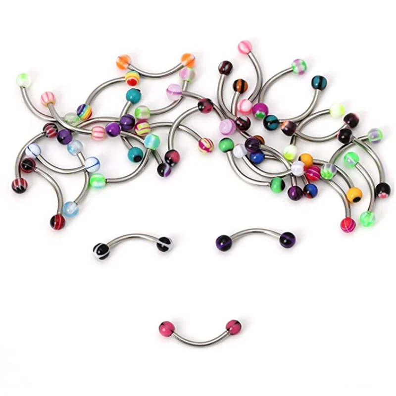 10/20/30PCS Stainless Steel Piercing Jewelry eyebrow piercing lot 16G tongue piercing snake eyes pack eyebrow jewelry