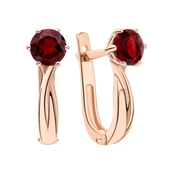 

Gold earrings with Garnet sunlight sample 585