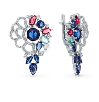 

Silver earrings with quartz and cubic zirconia sunlight sample 925
