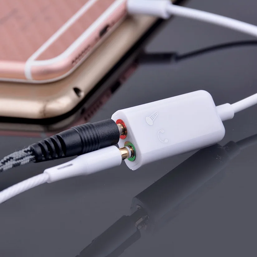 WHOLESALE 1000PC 3 5mm Double Jack Headphone Splitter Microphone Audio Adapter 2 In 1 Headphone Jack Microphone Hole for Moblie