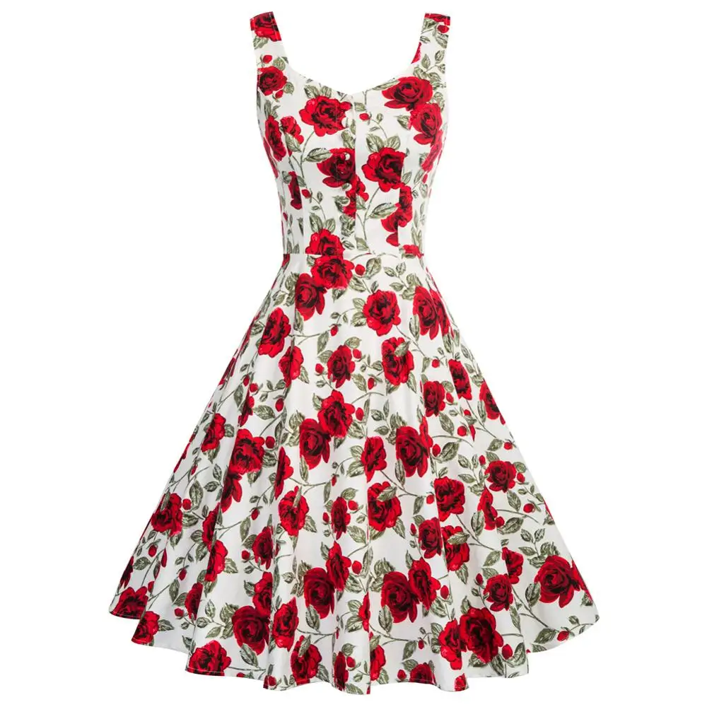 Платье-трапеция женское из хлопка с V-образным вырезом и расклешенной юбкой лето