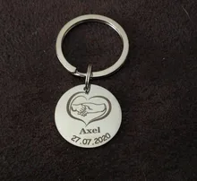 Llavero personalizado con datos de nacimiento para bebé, anillo para llaves, recién nacido, nombre, fecha de nacimiento, peso, altura, niño, niña, regalo padres, P026_C