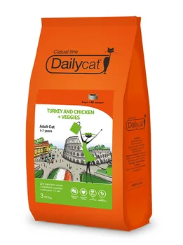

Dailycat casual line adult turkey and chicken + veggies D/cats Turkey/chicken/carrier-3 kg x 1 10 PCs