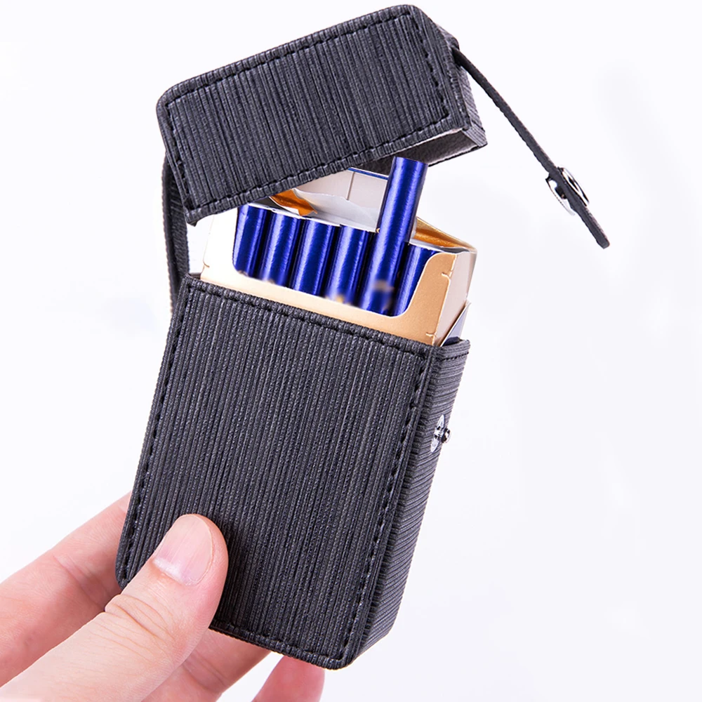 20pcs Cigarettes Storage Box Portable Pu Stripe Cloth Cigarette Case 80mm Tobacco Tube Box