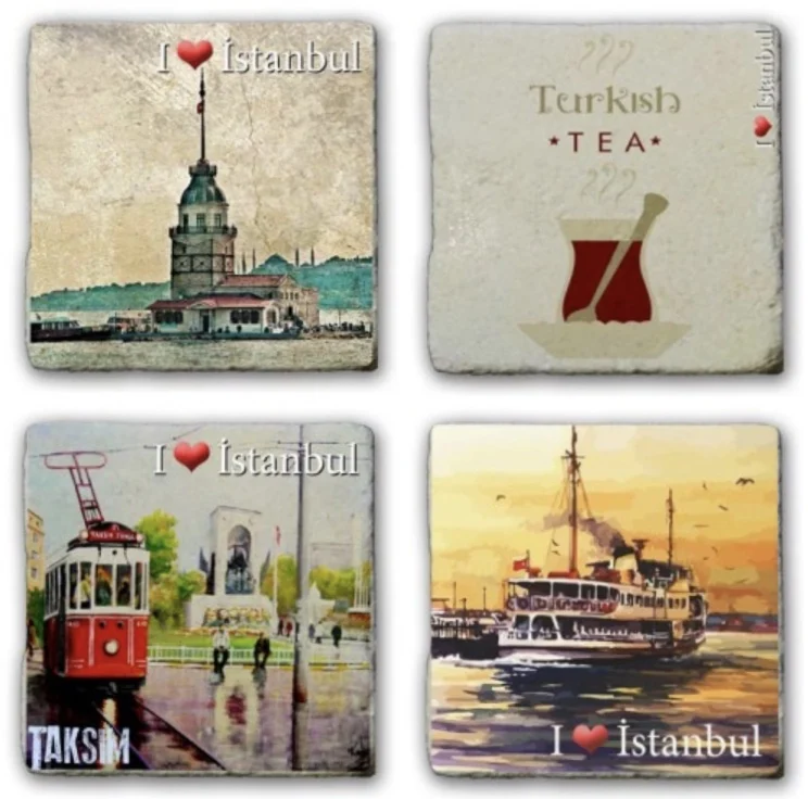 4 lu 4 pcs Turkey Istanbul Magnets Fridge Magnets Souvenir Refrigerators Magnets Turkish Tea Magnetic Sticker Bosphorus Maiden Tower Magnets Home Decor Kitchen Decoration Accessories Stickers Decor Mad