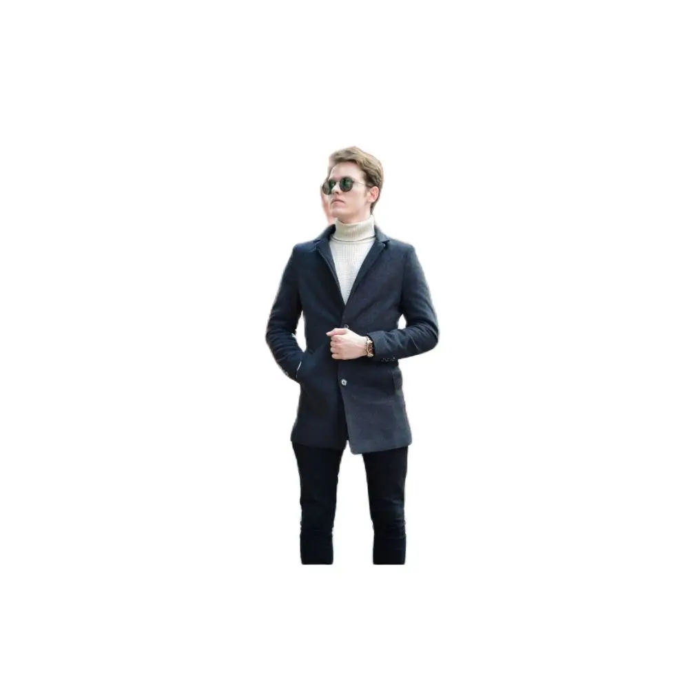 Men's Smoked Stand-Up Collar Cachet Coat 2021 Autumn Winter Season Outerwear HighQuality Sleeve Button DetailedSlimFit Youngstyl