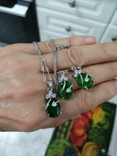 Conjuntos de joyería Vintage para mujer, colgante de piedra de cristal de Plata de Ley 925, dijes, collar de boda, pendientes de aro