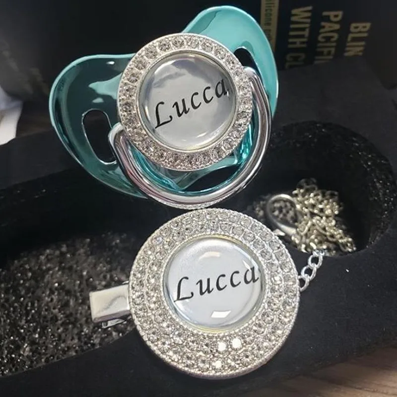 MIYOCAR-custom-any-name-photo-bling-silver-pacifier-and-pacifier-clip-silver-collection-BPA-free-dummy