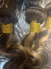 Ali Coco-mechones de pelo brasileño con degradado, extensiones de cabello humano Remy de color resaltado con cierre, P4/30