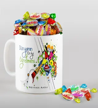 

Personalized World Best Öğretmeni Mug and Haribo Candy Gift Seti-27