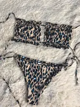 Bandeau Swimsuit Bikini-Set Beachwear Pleated Mini Thong Female Women 