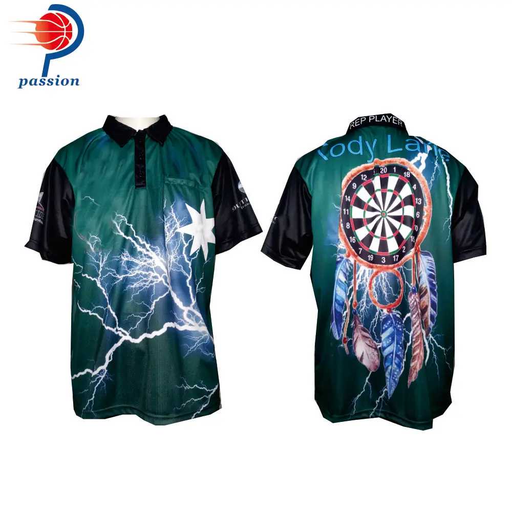 $25 USD Each Good Quality Green Black Design Adult's Team рубашки для игры в дартс Праздничная