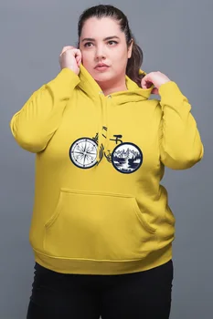 

Angemiel Wear Bicycle Tekerinde Compass Mountain Yellow Women 'S Hooded Sweatshirt