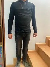 BROWON marca 2021 nuevo estilo de los hombres de algodón camiseta camisetas de hombre de manga larga de Color sólido cremallera impresión Collar de gran tamaño T camisa