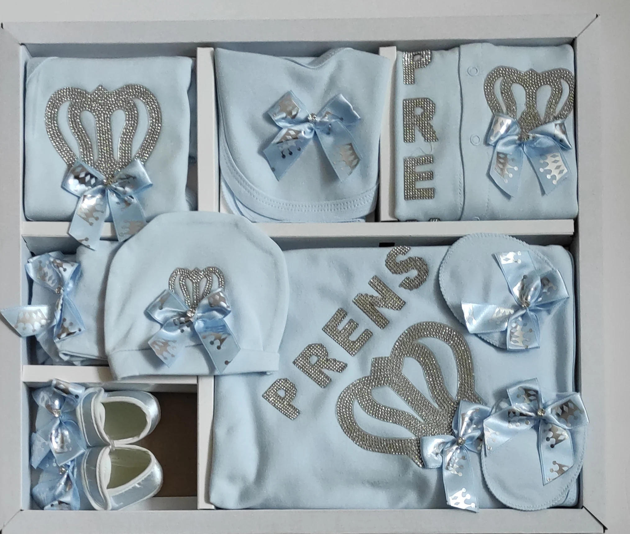 Blue King Crown Baby Boy Newborn Prince Suit 10 Pieces Newborn Babies