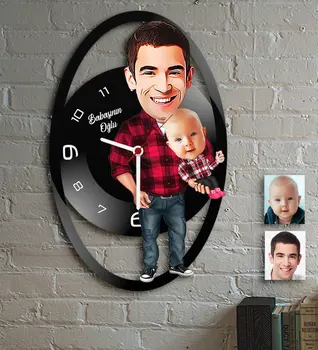 

Father's Day Custom Father Son Cartoon Wooden Wall Clock-13
