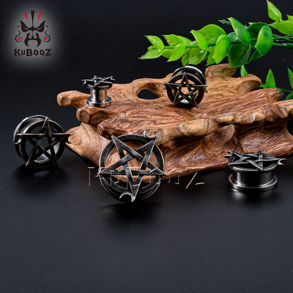 Wholesale Price Stainless Steel Pentagram Star Moon Ear Tunnels Expanders Body Piercing Jewelry Earring Gauges Stretchers 34PCS