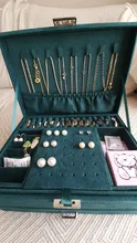 WE New-estuche de 3 capas con broche verde para mujer, organizador de joyería, anillo grande, collar, soporte de maquillaje, caja de joyería de terciopelo con cerradura